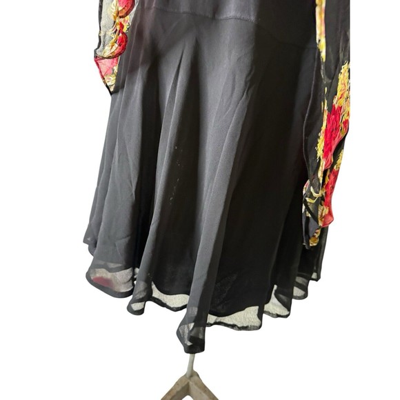 Metro 22 Ladies 2X Black Dress, With Floral Sheer Overlay BoHo - Picture 7 of 12